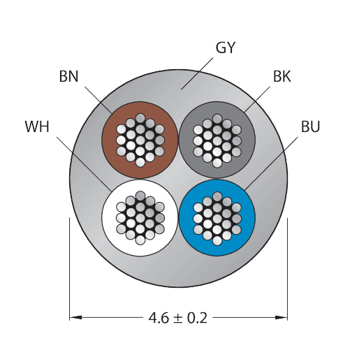 CABLE4X0.34-XX-PVC-GY-100M/TEG