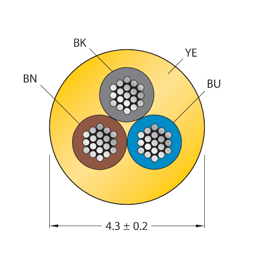 CABLE3X0.34-XX-PVC-YE-100M/TEY