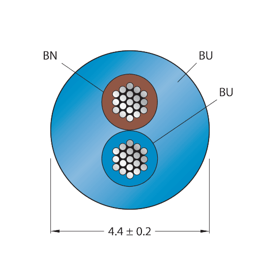 CABLE2X0.50-XX-PVC-BU-500M/TEB
