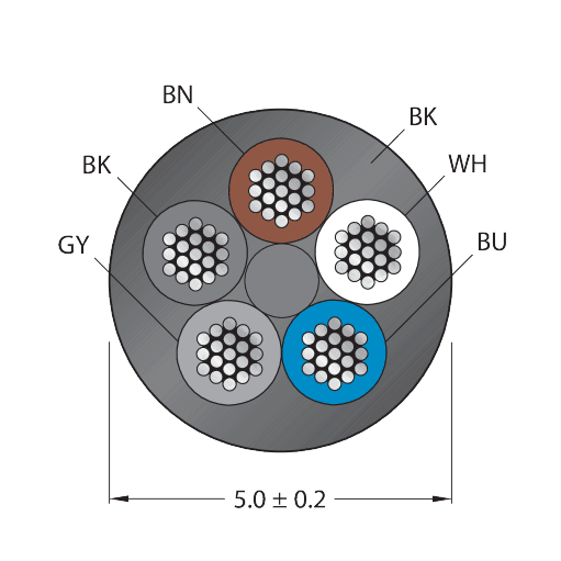 CABLE5X0.34-XX-PVC-BK-100M/TEL