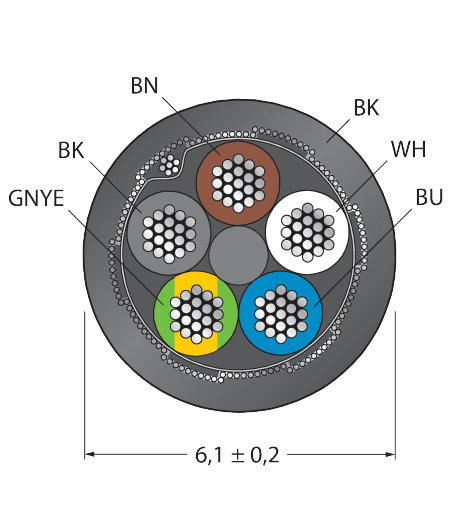 CABLE(4+1)X0.34-SH-PVC-BK-100M/TEL